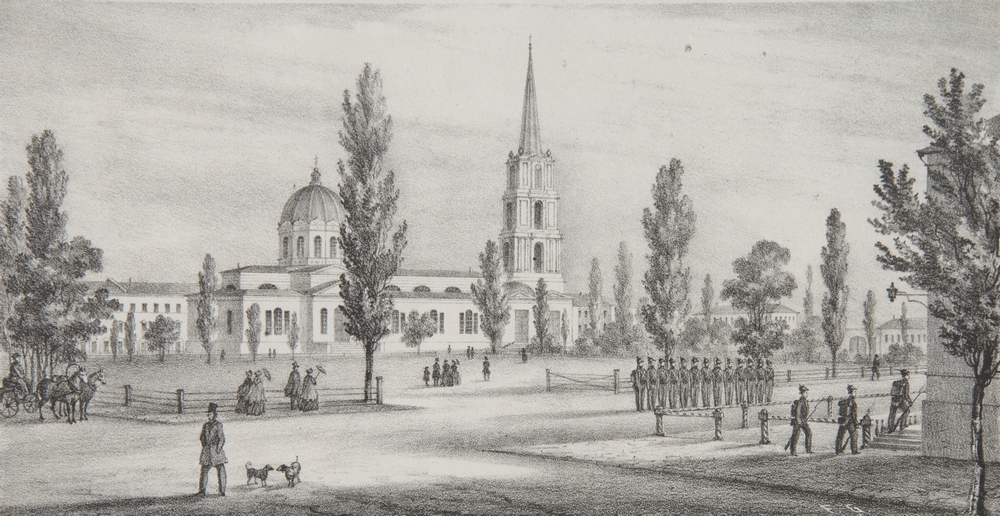 Ф.И. Гросс Спасо-Преображенский кафедральный собор в Одессе. 1850-е  Литография 