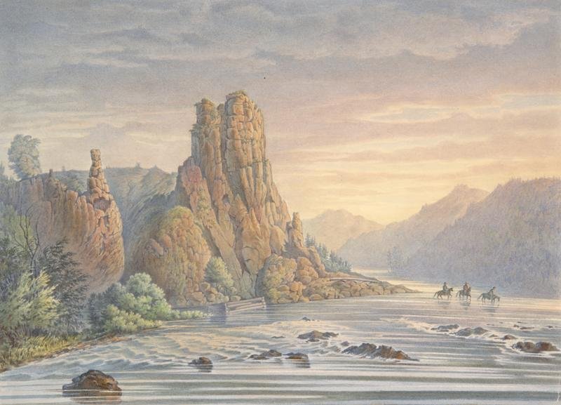 Немировский Л. Н. Вид. Камень на реке Бирюсе в четырех верстах от золотых приисков Бирюсинской системы. 1840 – 1850-е Немировский Л. Н. Вид. Камень на реке Бирюсе в четырех верстах от золотых приисков Бирюсинской системы. 1840 – 1850-е