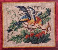Попугай на ветке вишни. Россия. 1820-1830-е. Бисер, вышивка.