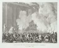 П.-Г. Берто с оригинала Ж.-Л. Приера. Взятие Бастилии 14 июля 1789 года. 1802. Офорт, резец.
