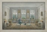 А.Д. Благово. Салон в усадьбе Горки (гостиная). 1831. Бумага, акварель, карандаш. 