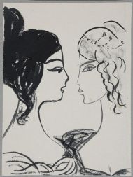 Две женские головки в профиль с прическами пушкинского времени a la Natalie